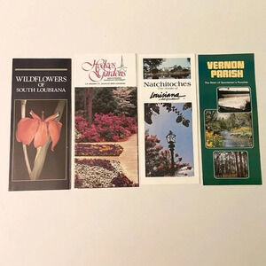 Vintage Lot of 4 Louisiana Brochures  Hodges Gardens Natchitoches Vernon Parish
